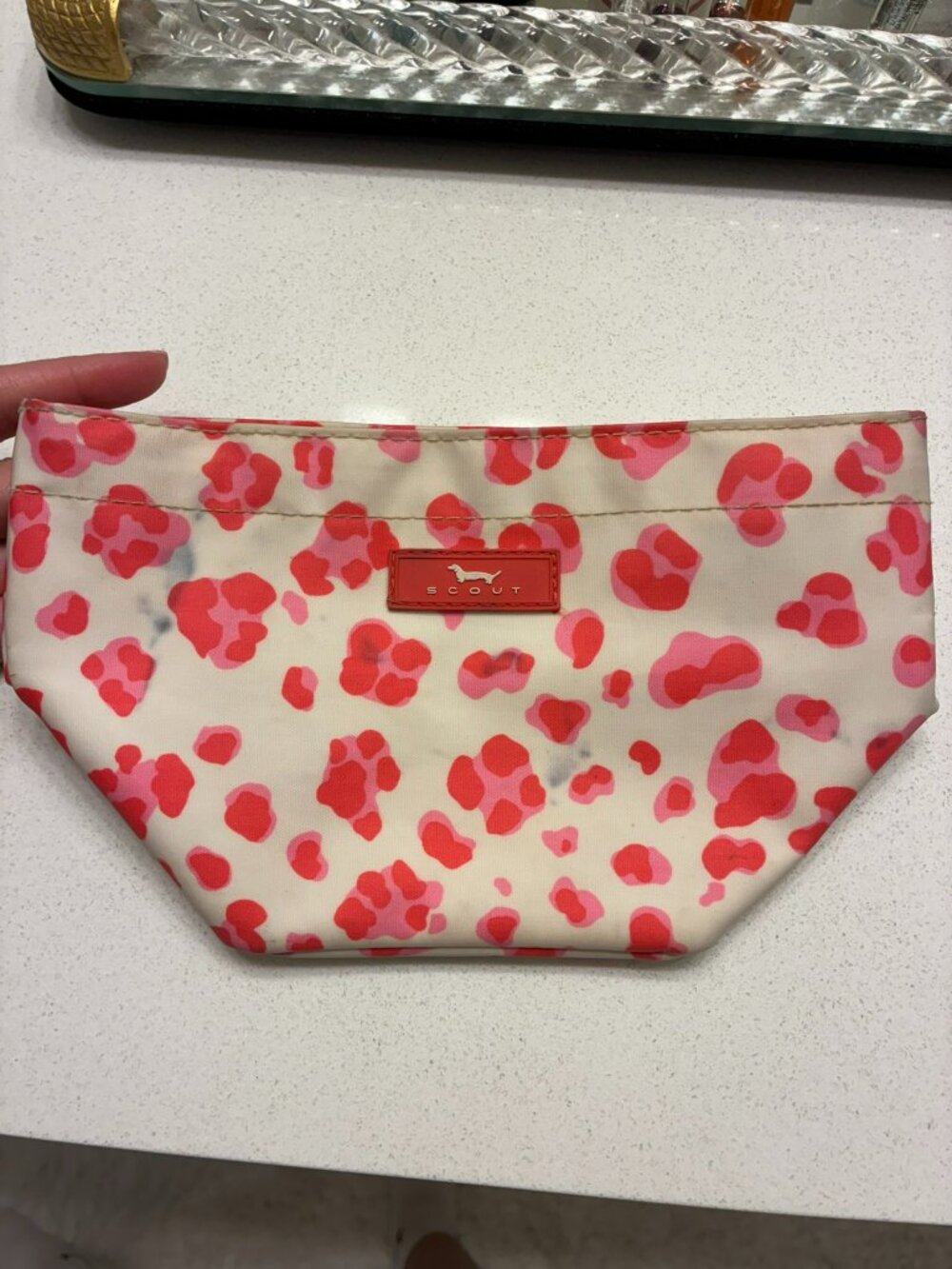 Scout Pink Leopard Print Cosmetic Makeup Bag Travel Pouch